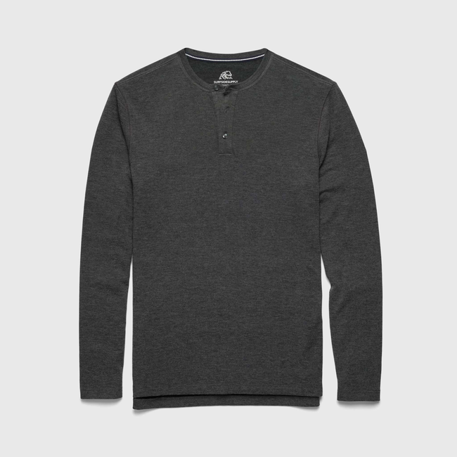 Sean Ultra Soft Classic Henley - Charcoal Heather-gallery-44013877821698