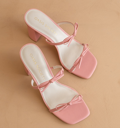 The Wendy | Pink Double Strap Double Bow Heels