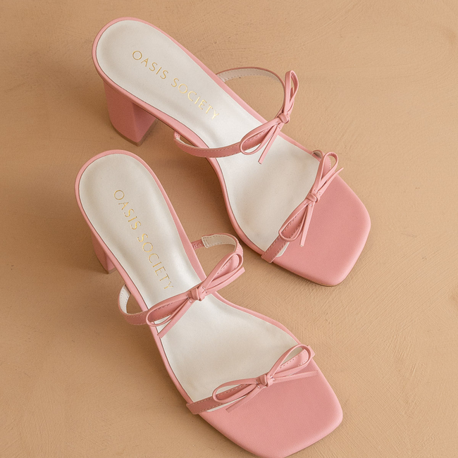 The Wendy | Pink Double Strap Double Bow Heels-gallery-38145276543153