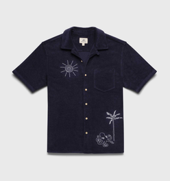 Mariner Saltwater Terry Camp Collar Shirt - Navy Blazer