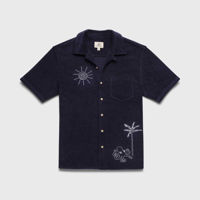 Mariner Saltwater Terry Camp Collar Shirt - Navy Blazer-gallery-47041085800706
