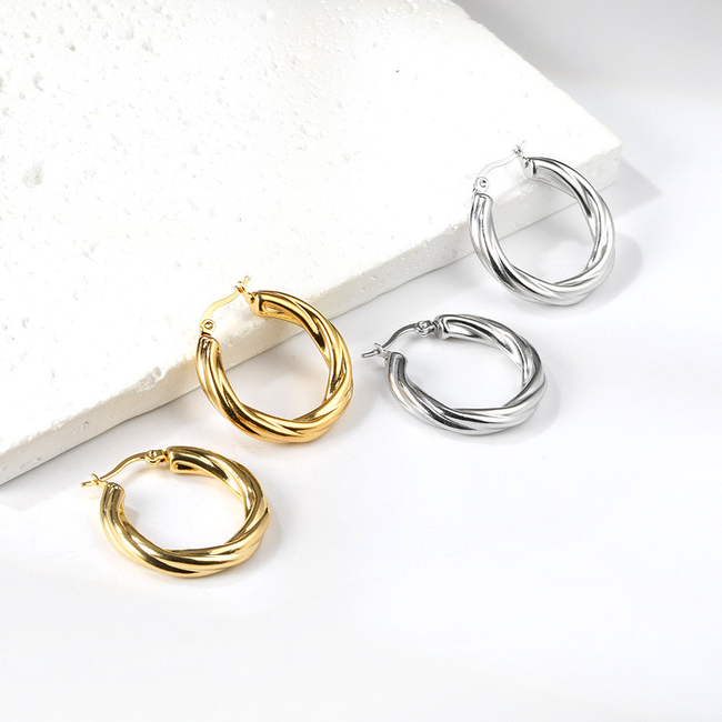 Rippled Hoop Earrings-gallery-42474181361914