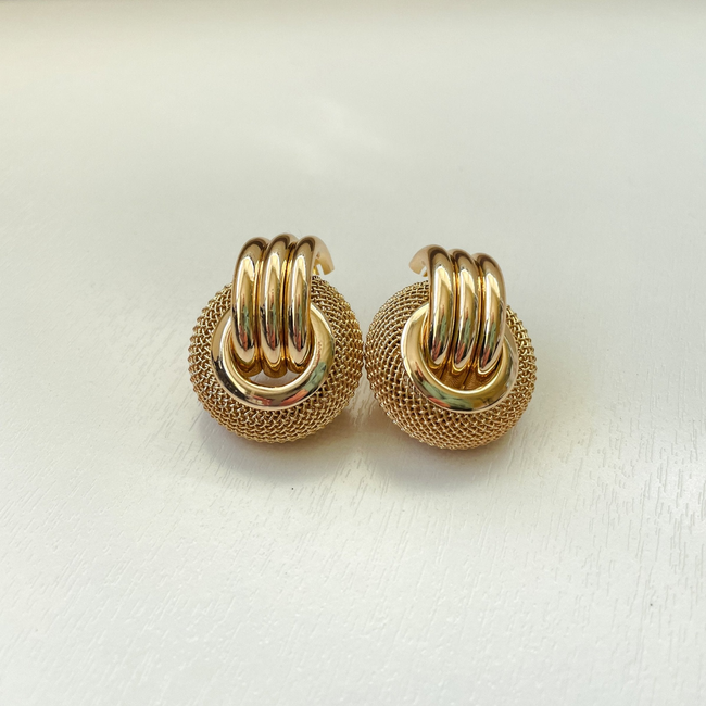 Large Gold Knot Earrings-gallery-31803521237067