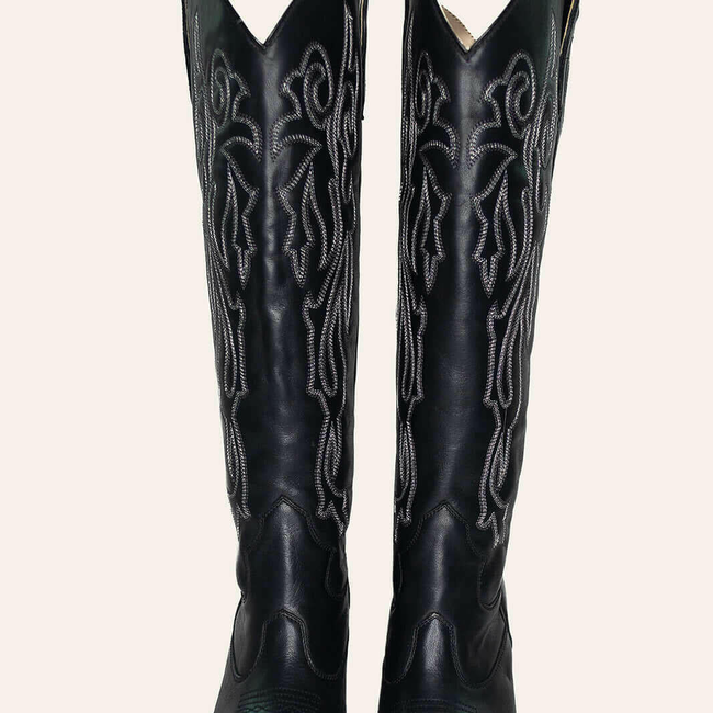 Charlotte Black Wide Calf Boots-gallery-38281979953376