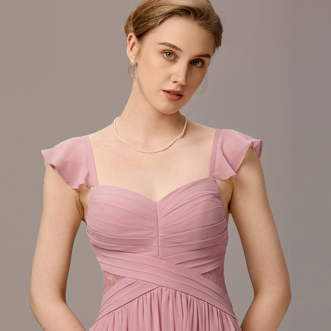 ever ELARA|Back-Tie Pleated Ruffles Sleeves Maxi Bridesmaid Dress-gallery-33202274107466