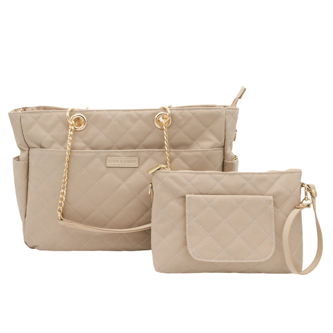 Essential Carryall Tote with Removable Diaper Clutch Beige-gallery-45336723816597