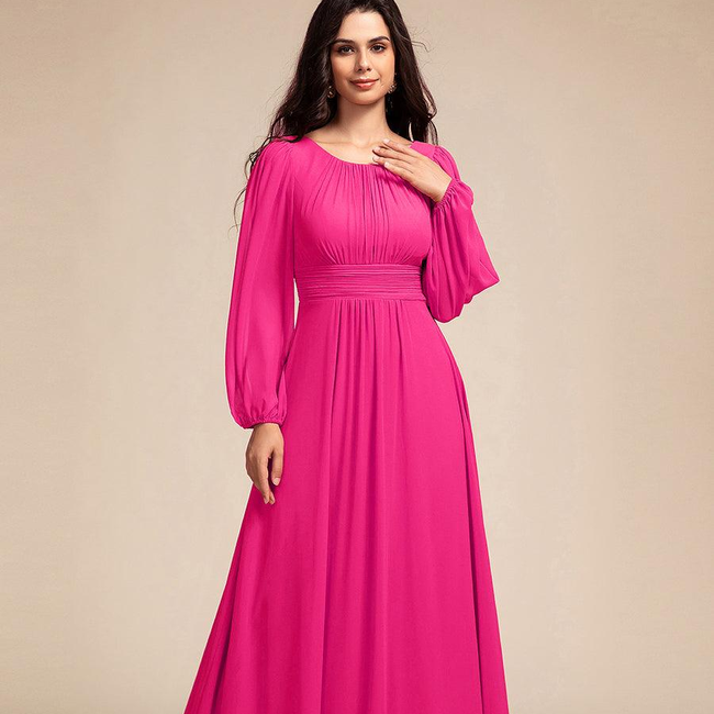 ever CELESTE|Chiffon Long Sleeve A-Line Round Neckline Formal Dress-gallery-33138919505994