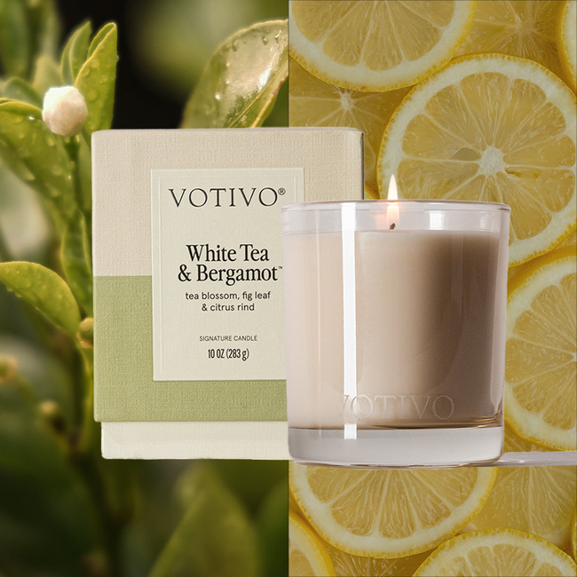 White Tea & Bergamot 10 oz. Signature Candle-gallery-32117617983590