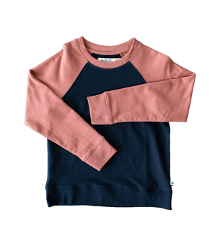 Stevie Raglan Sweatshirt - Navy & Rose Color Block