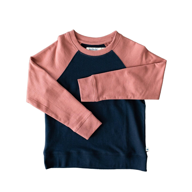 Stevie Raglan Sweatshirt - Navy & Rose Color Block-gallery-47001089311019