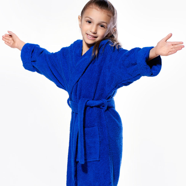 100% Turkish Cotton Royal Blue Hooded Terry Kid's Bathrobe-gallery-46194269946115