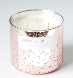 Golden Allure Soy Candle - 16 oz Rose Gold Jar, Luxury Fragrance for Valentine’s
