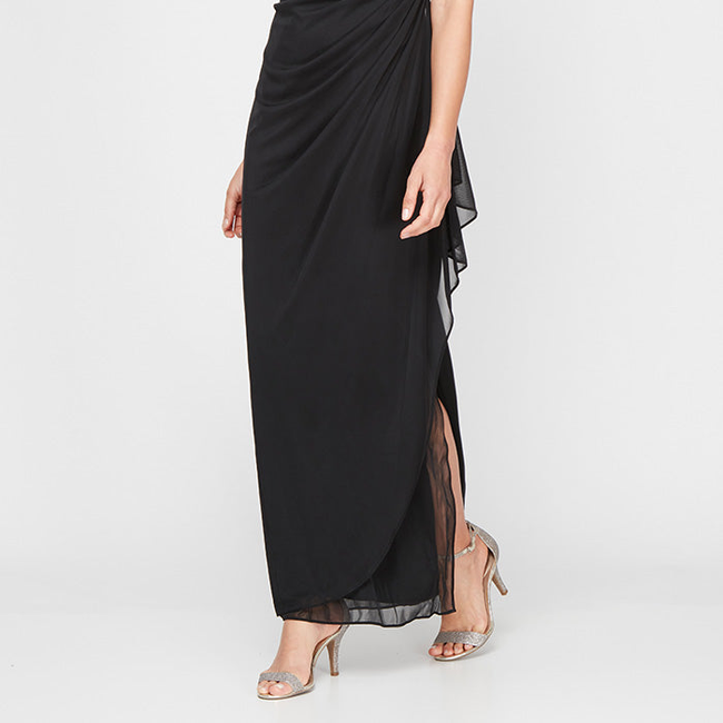 Lindsay Cold Shoulder Mesh Gown-gallery-42787352936704