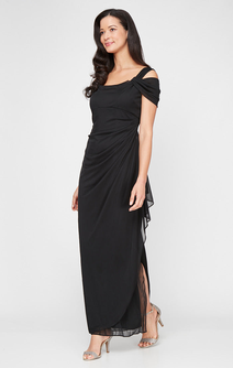 Lindsay Cold Shoulder Mesh Gown