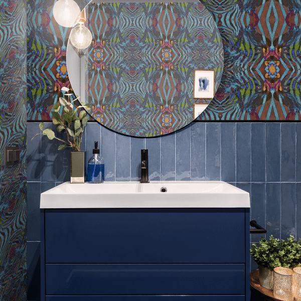 Peel and Stick Wallpaper - African Paint / Turquoise-gallery-30072713805937