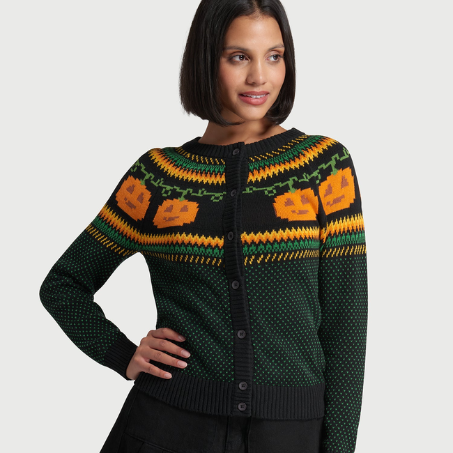 Give 'Em Pumpkin To Talk About Fair Isle Cardigan-gallery-37010598068395