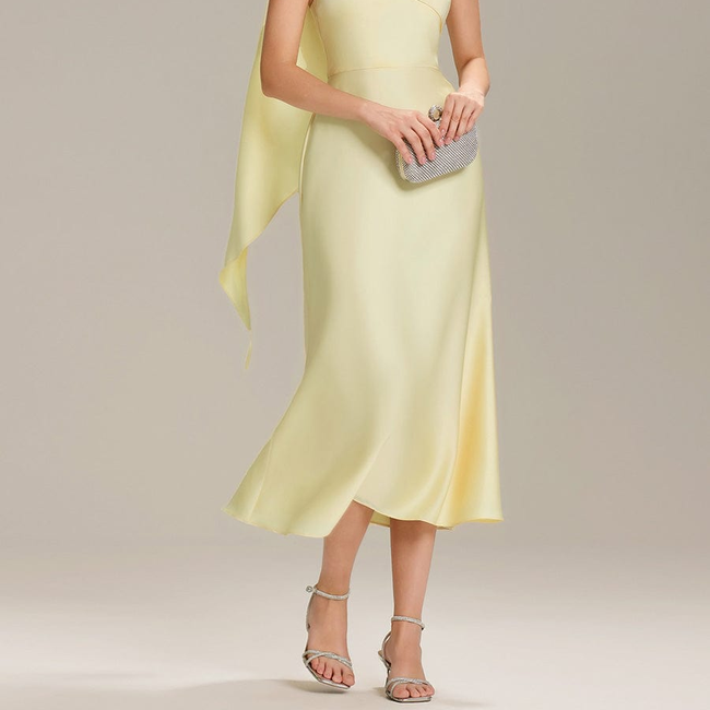 Satin One-Shoulder Midi Wedding Guest Dress-gallery-33683980484682