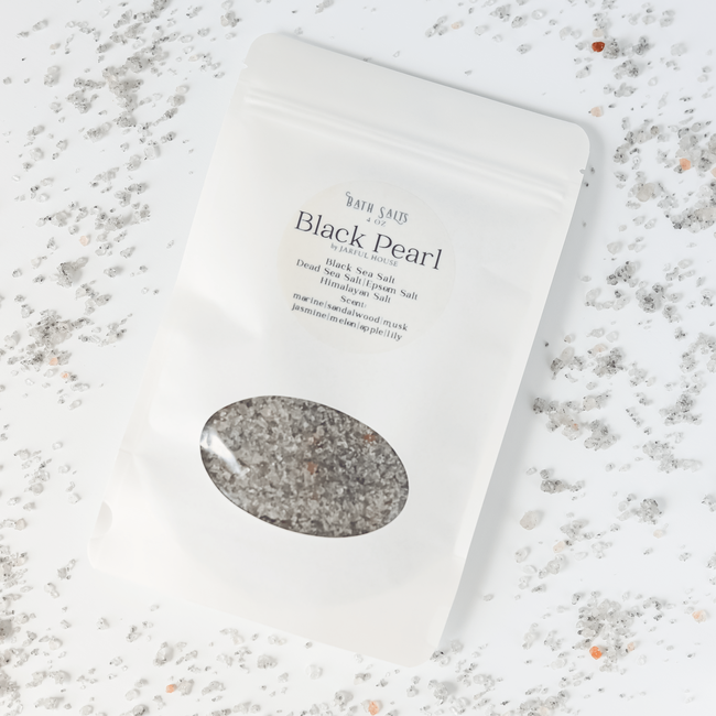 Black Pearl Bath Salts - 4 oz | Handmade Bath Soak with Black Sea Salt, Exotic Scents-gallery-32435632996422