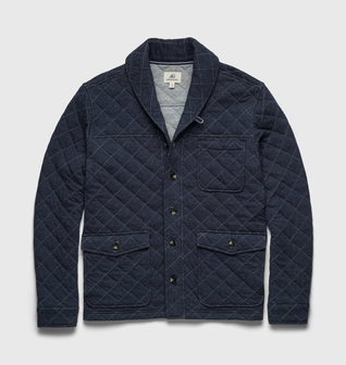 Austin Quilted Shawl Cardigan – Navy Heather