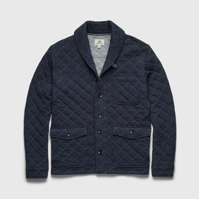 Austin Quilted Shawl Cardigan – Navy Heather-gallery-44470651322626