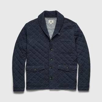 Austin Quilted Shawl Cardigan – Navy Heather