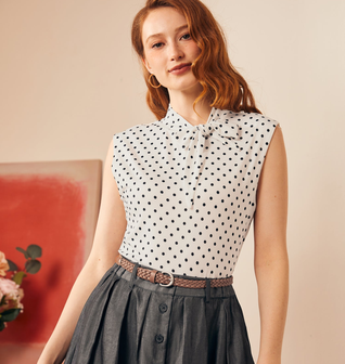 Retro Rendezvous Tie-Neck Top