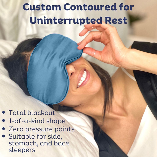 Sia Silk® Sleep Mask with extra deep eye cups for long lashes  - Stormy Blue-gallery-41923364028673