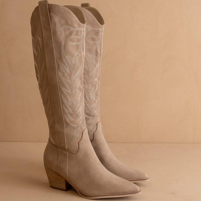 The Samara | Cedar Wood Tan Embroidered Tall Cowboy Boot-gallery-41244985557169