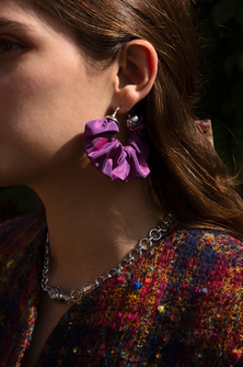 Scrunchie Earrings in Amethyst