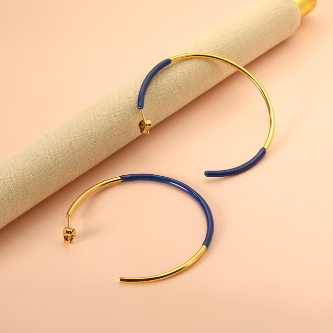 Regal Royal Blue in Gold Hoop Earrings-gallery-42474175856890