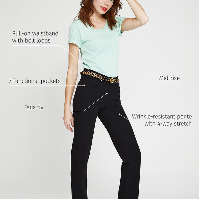 7-Pocket Dress Pant Yoga Pant | Straight (Black)-gallery-40946598117628