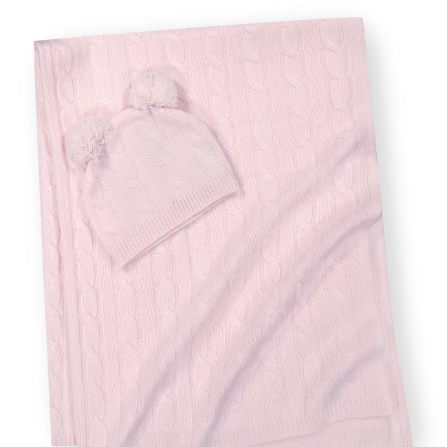 Angel Cable Baby Hat and Blanket Set-gallery-46679519658264