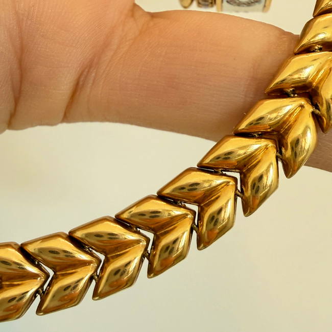 Vintage yellow 18K chevron link chain, 16.5 inch-gallery-57436766568763