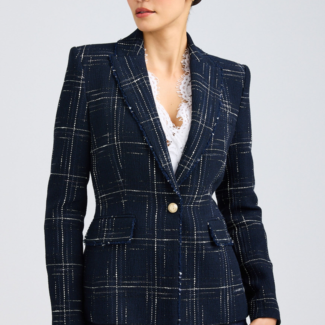 Aimee Windowpane Tweed Blazer-gallery-42933071315194