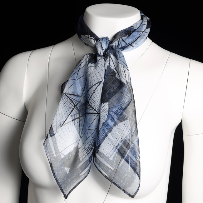 Silk 26 Inch Square Scarf - Brooklyn Bridge - Blue-gallery-53110616916264