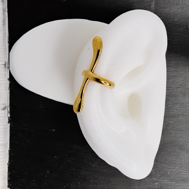 Curved Cross Ear Cuff-gallery-42491050393850
