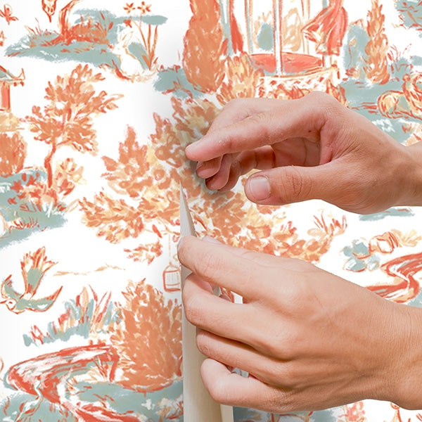 Peel and Stick Wallpaper - Summer House / Coral-gallery-30072960876657