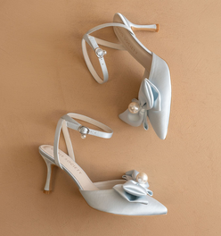 The Colette | Something-Blue Pearl Bow Bridal Heel