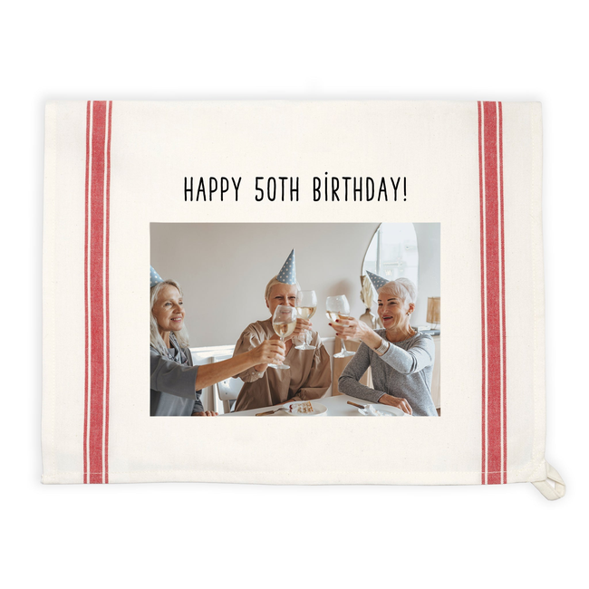 Custom Photo Vintage Red Stripe Towel-gallery-38233198231775