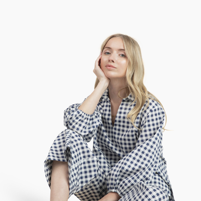Take Pause Full-Length Set - Navy Gingham-gallery-51839814271264
