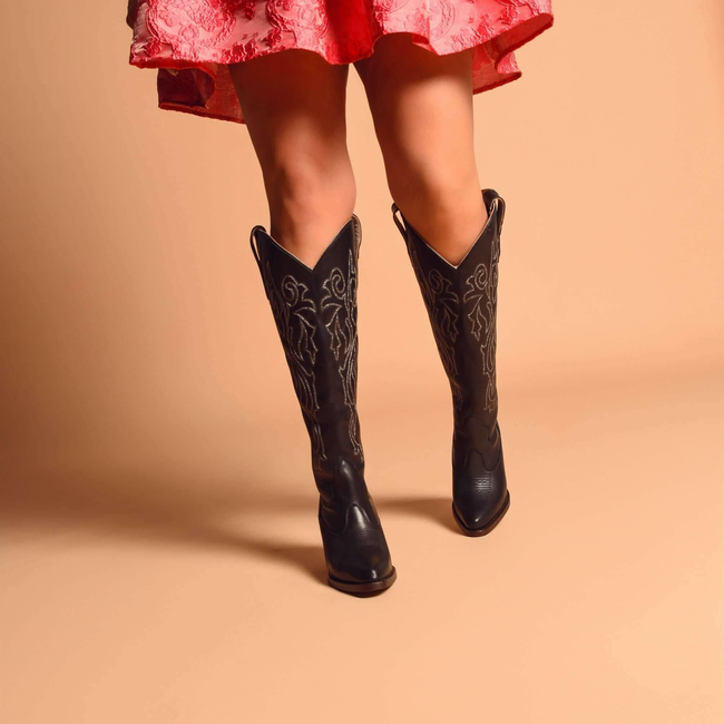 Charlotte Black Wide Calf Boots-gallery-41400068636896