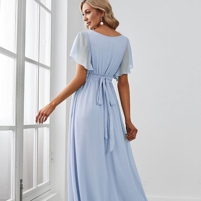 ever LEORA|A-Line Pleated Chiffon Tie-Waist Bridesmaid Dress-gallery-33139081379914