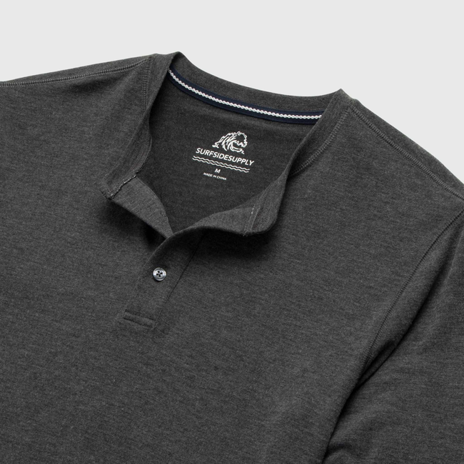 Sean Ultra Soft Classic Henley - Charcoal Heather-gallery-44013878018306