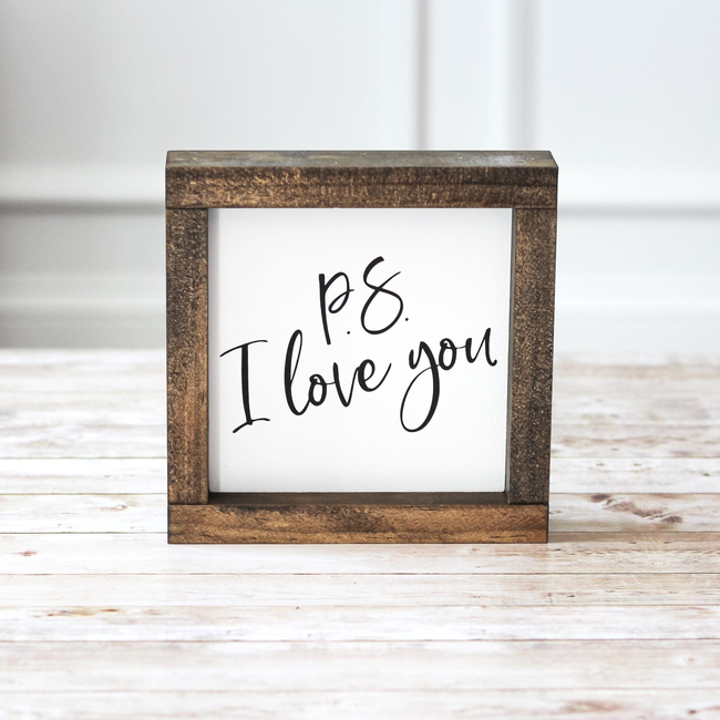 Valentine's Day Decor Gift for Her P.S. I Love You Sign 7 x 7 Inches-gallery-13762373222470