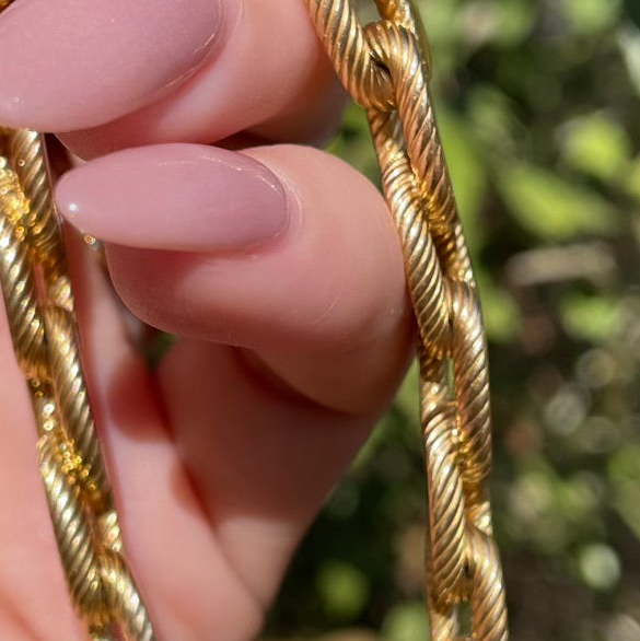 Vintage yellow 18K French Rollang fils et Cie link bracelet, 7.5 inch-gallery-49166766637371