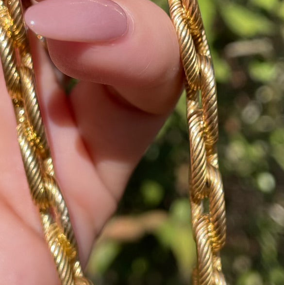 Vintage yellow 18K French Rollang fils et Cie link bracelet, 7.5 inch-gallery-49166766637371