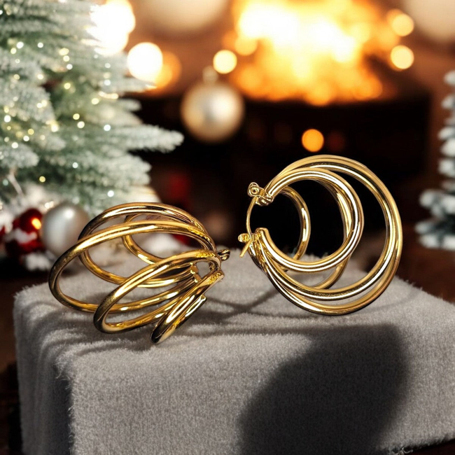 5 Ring Gold Hoop Earrings-gallery-42474066837754