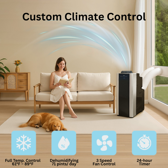 Whynter Dual Hose Cooling Portable Air Conditioner, Dehumidifier, and Fan with Activated Carbon Filt-gallery-45819396391160