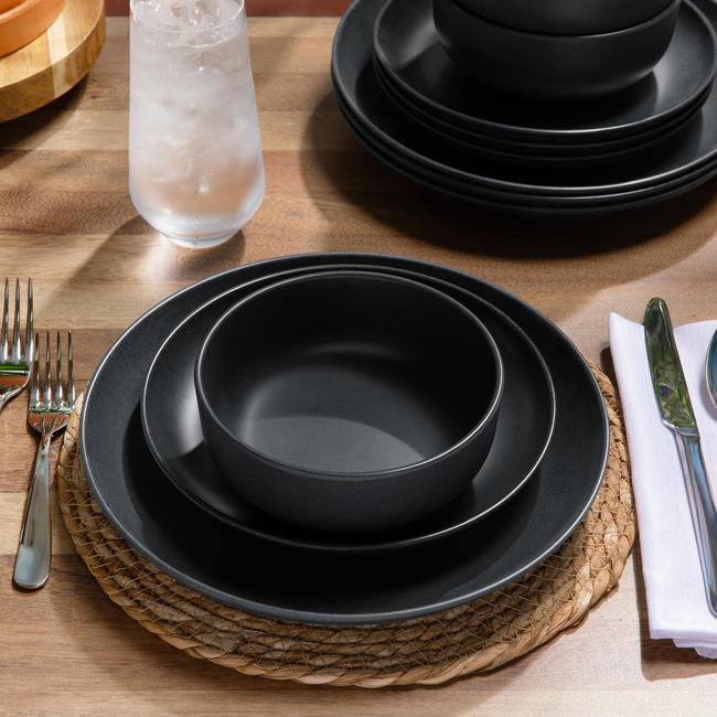 Melamine Modern Essentials Tableware (12-Piece Set, 4 Place Settings)-gallery-53882519585140