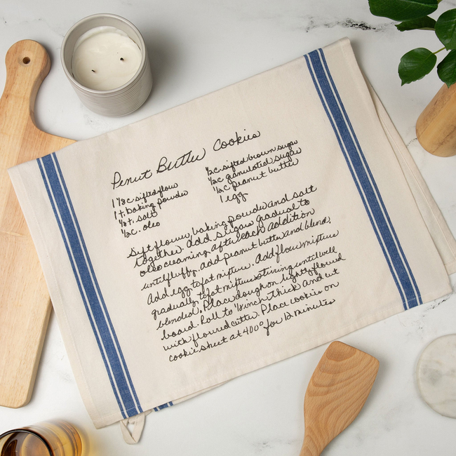 Blue Striped Custom Family Recipe Kitchen Towel-gallery-43696191602911